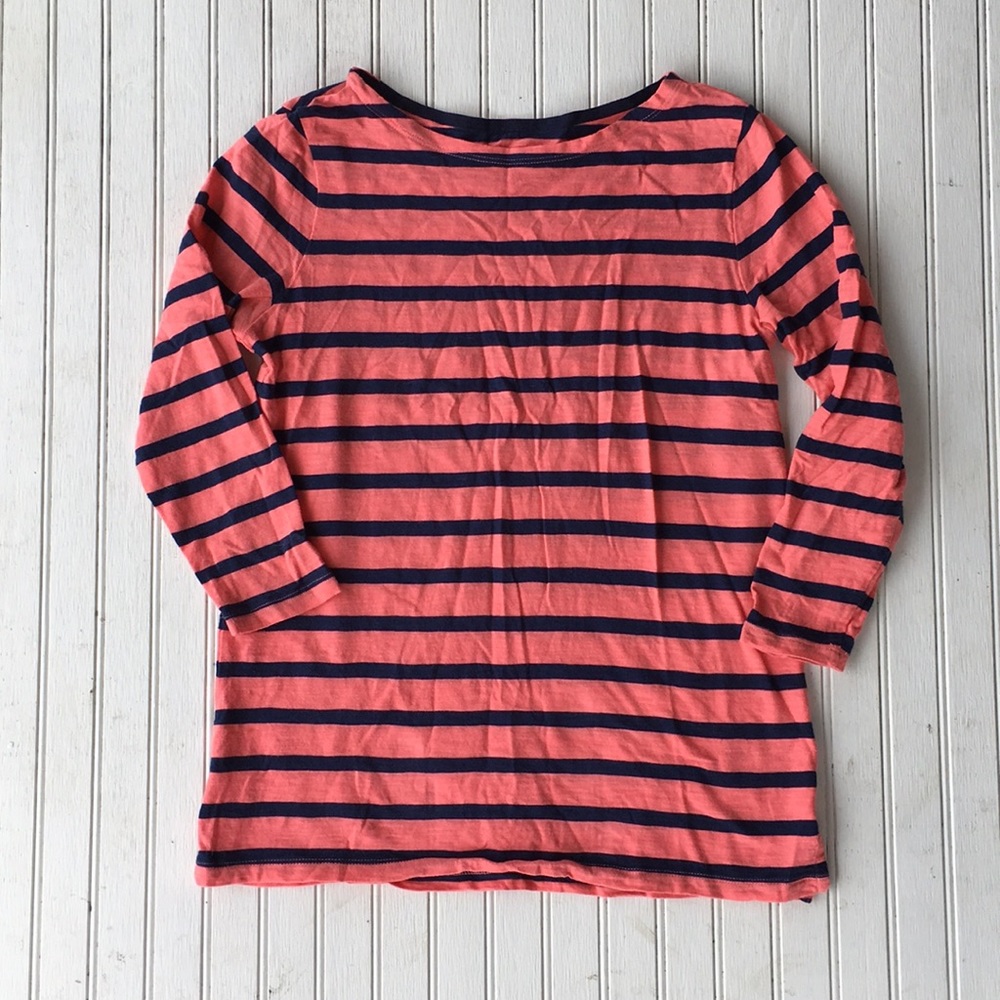 Old Navy coral and navy striped tee